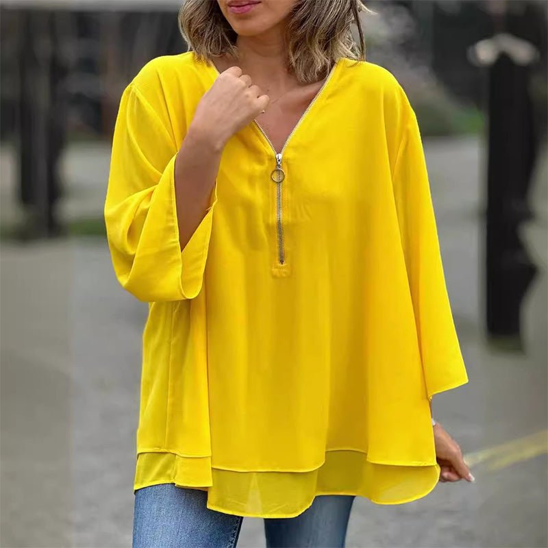 Aria | Lightweight Chiffon Zipper Shirt