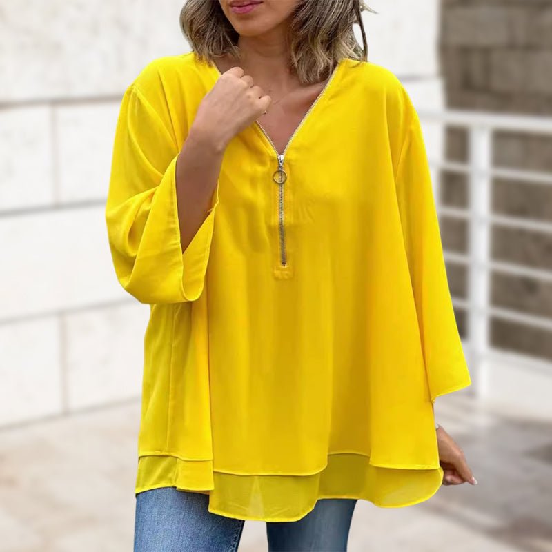 Aria | Lightweight Chiffon Zipper Shirt