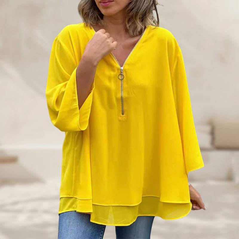 Aria | Lightweight Chiffon Zipper Shirt