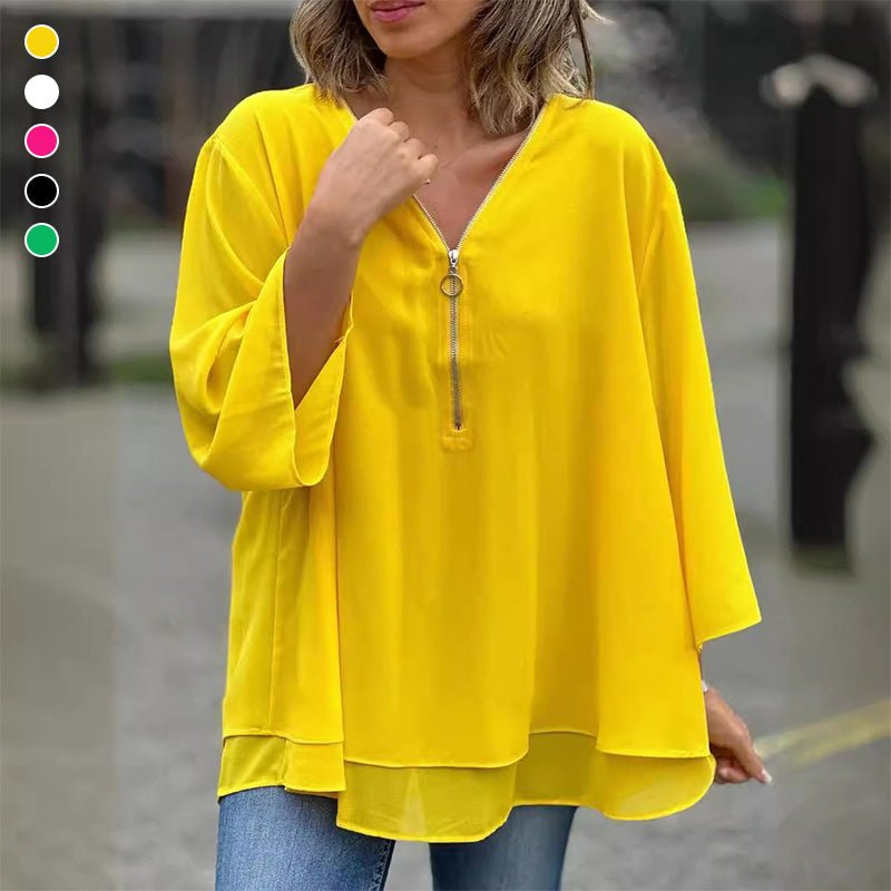 Aria | Lightweight Chiffon Zipper Shirt