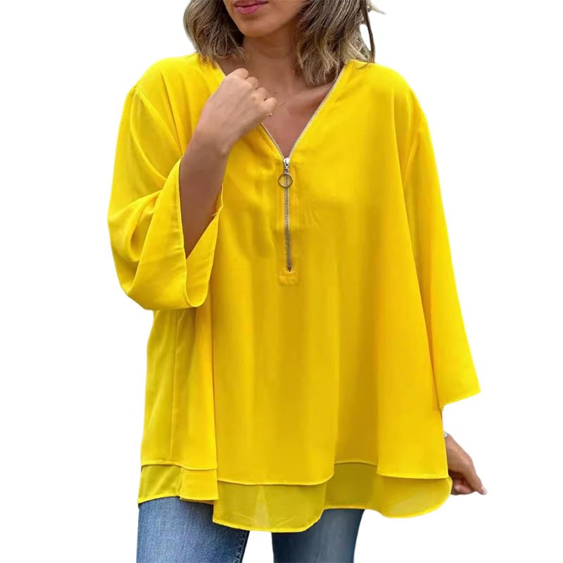 Aria | Lightweight Chiffon Zipper Shirt